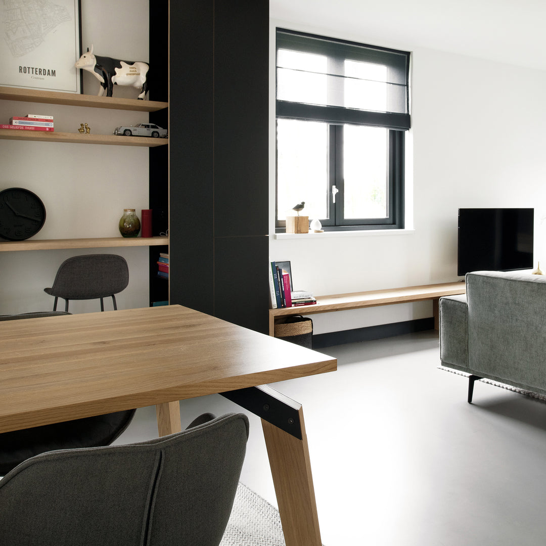 Houtmerk - Kast Flex 03 - Hoge kast met bureaublad en achterwand Kastcombinatie Houtmerk