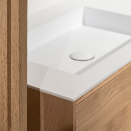 Houtmerk - Houten Badmeubel Lago met verzonken wastafel - Massief hout maatwerk Badmeubels Houtmerk