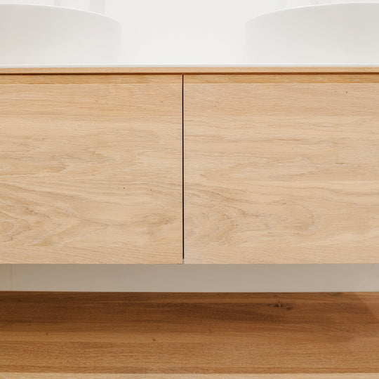 Houtmerk - Houten Badmeubel Lago met verzonken wastafel - Massief hout maatwerk Badmeubels Houtmerk