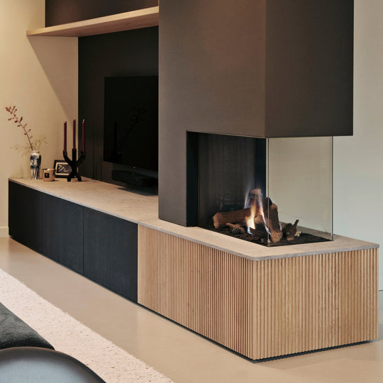 Houtmerk - Kast Fumo 05 - Hoge kastenwand voor haard Kastcombinatie Houtmerk