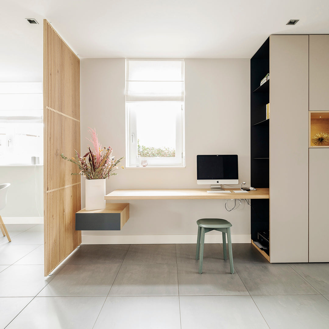 Houtmerk - Kast Duna 01 - Hoge kast met Spatio vak en bureaublad Kastcombinatie Houtmerk