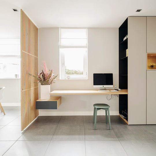 Houtmerk - Kast Duna 01 - Hoge kast met Spatio vak en bureaublad Kastcombinatie Houtmerk