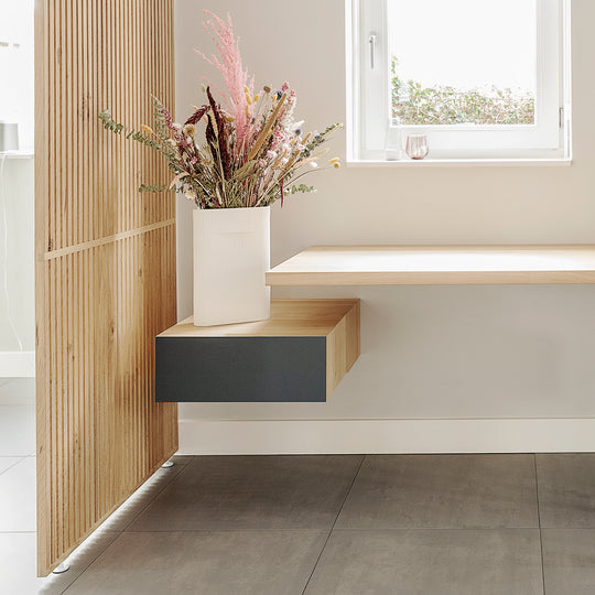 Houtmerk - Wandmeubel Azur met werkplek - Massief hout maatwerk Kasten Houtmerk