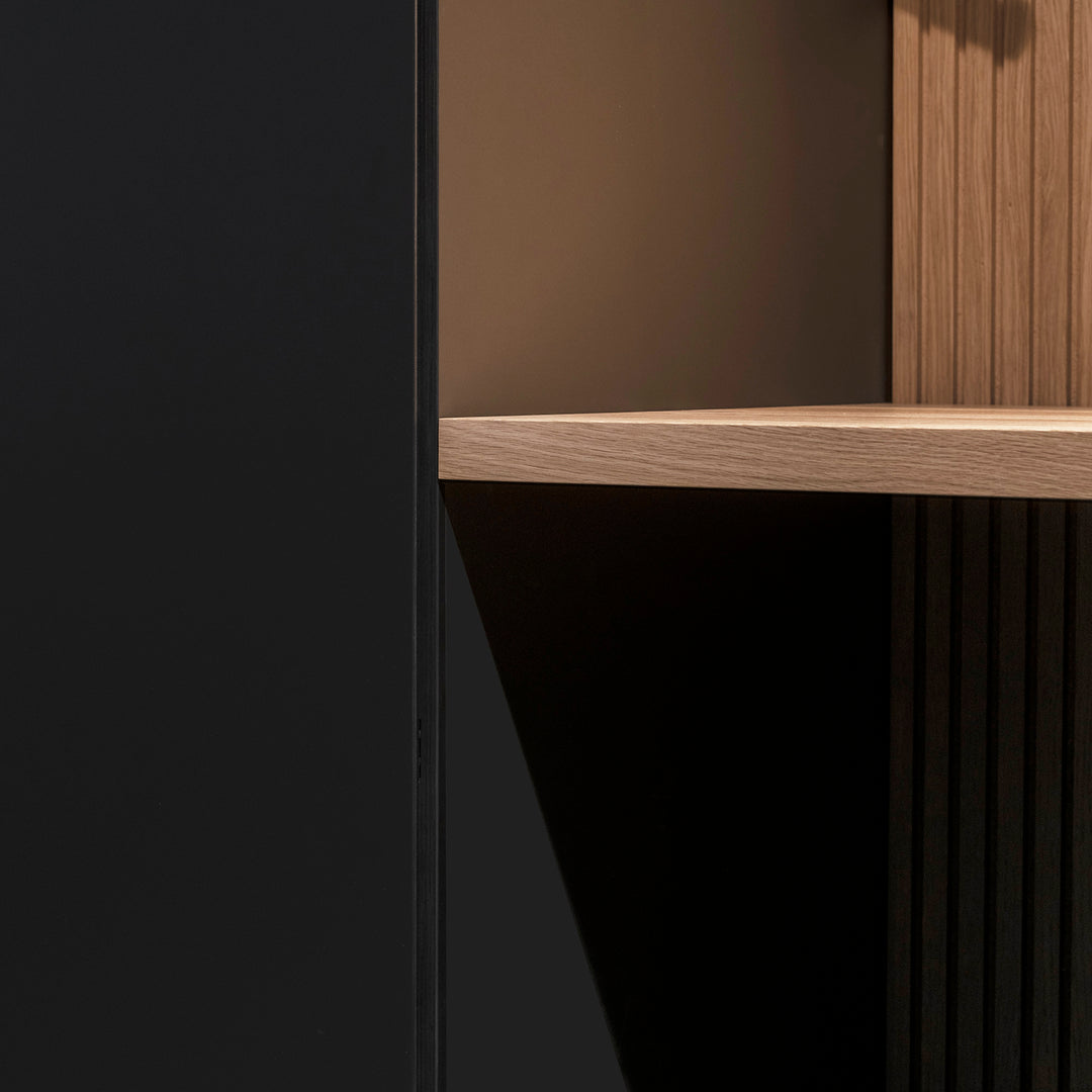 Houtmerk - Kast Flex 05 - Hoge kast met bureaublad en achterwand Kastcombinatie Houtmerk