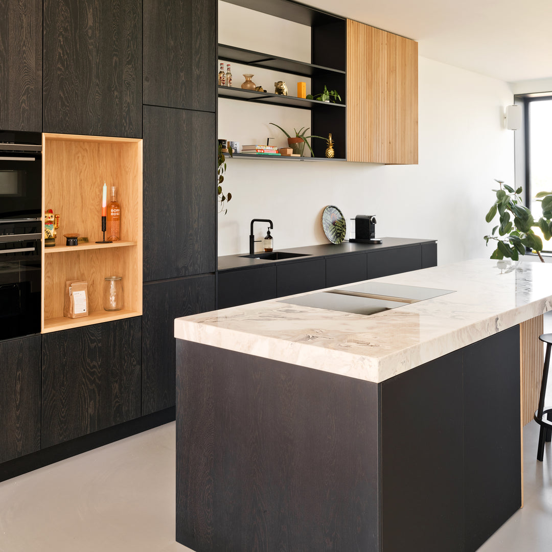 Ratio - Keukenfront GRIP - Massief eiken Primeur Zwarte beits Keukenfronten Houtmerk