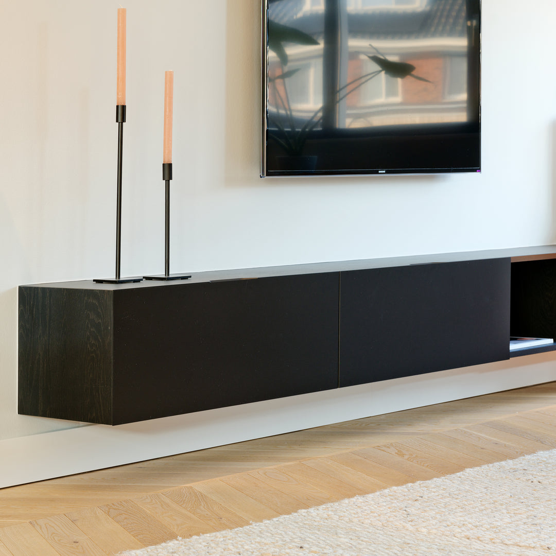 Houtmerk - Houten wandmeubel Azur - Massief noten met stalen frame Kasten Houtmerk