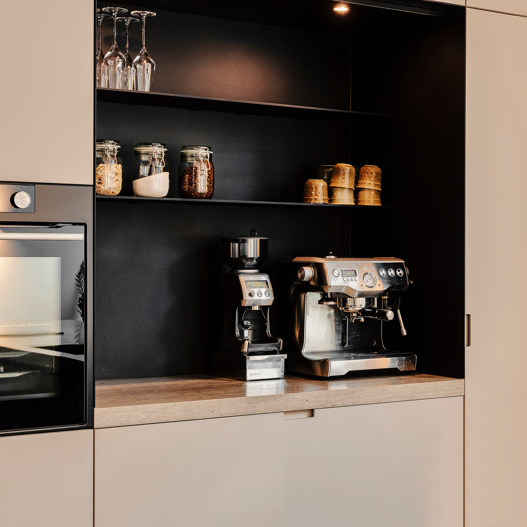 Houtmerk - Kast Vario 04 - Hoge kast met stalen Plato vak Kastcombinatie Houtmerk