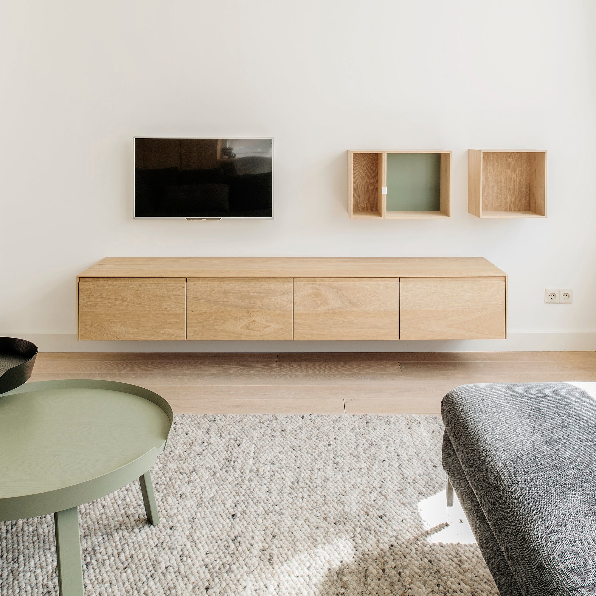 Houtmerk - Houten wandmeubel Malaga - Massief hout maatwerk Kasten Houtmerk