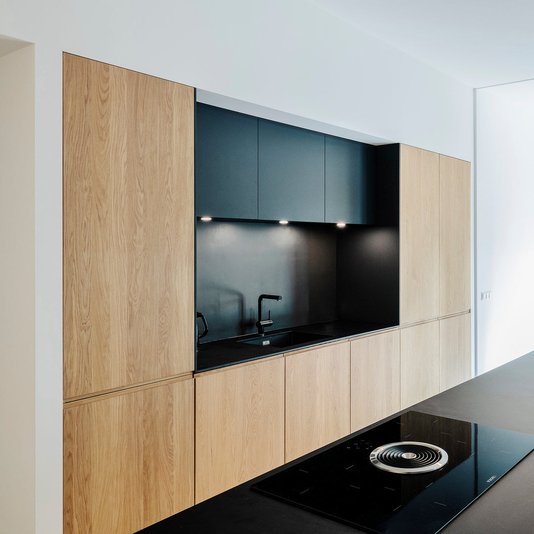 Houtmerk - Witte MDF Stollenwand - Overschilderbaar maatwerk Keukens Houtmerk