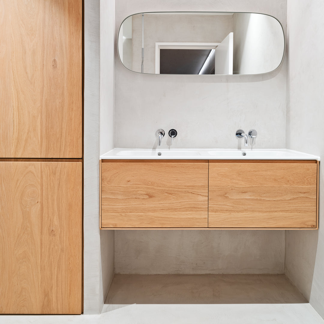 Houtmerk - Houten Badmeubel Lago met verzonken wastafel - Massief hout maatwerk Badmeubels Houtmerk