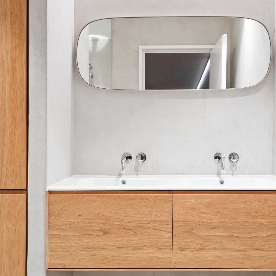Houtmerk - Houten Badmeubel Lago met verzonken wastafel - Massief hout maatwerk Badmeubels Houtmerk