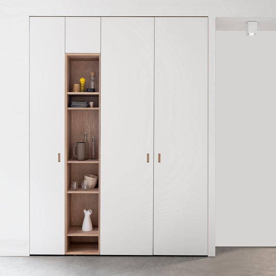 Houtmerk - Kast Lusso 01 - Hoge kast met houten Spatio vak Kastcombinatie Houtmerk