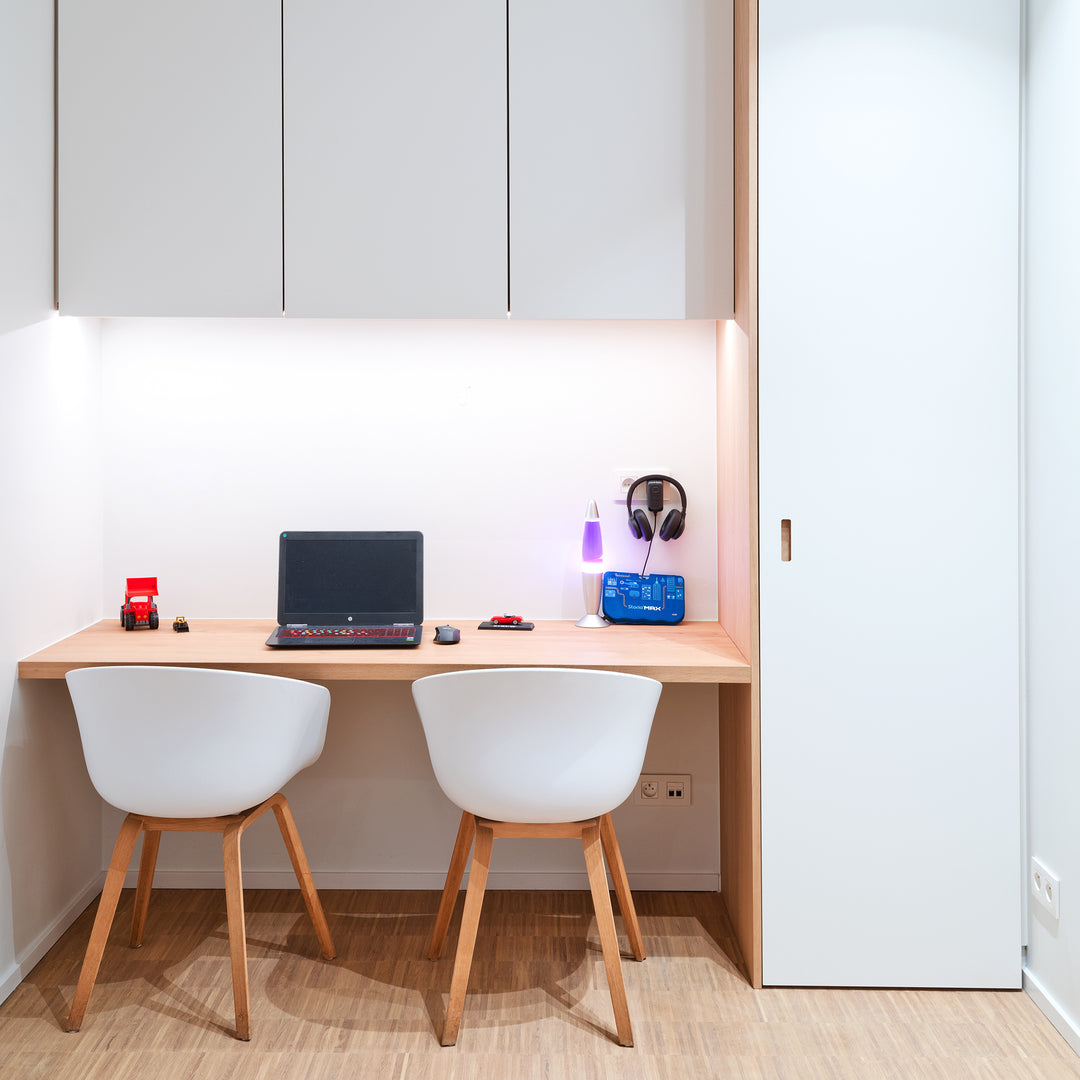 Houtmerk - Kast Flex 03 - Hoge kast met bureaublad en achterwand Kastcombinatie Houtmerk
