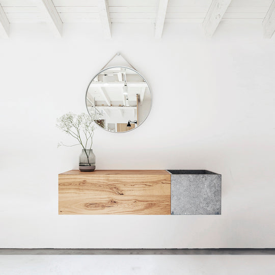Houtmerk - Houten Badmeubel Azur met Concreto stenen wastafel - Massief hout - SALE Badmeubels Houtmerk
