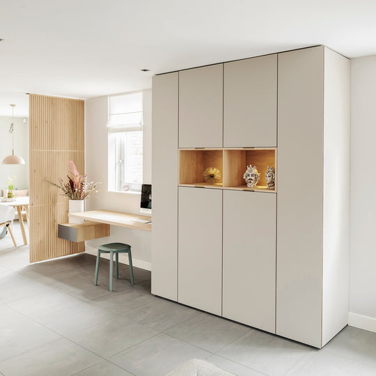Houtmerk - Kast Duna 03 - Hoge kast met Spatio vak en bureaublad Kastcombinatie Houtmerk
