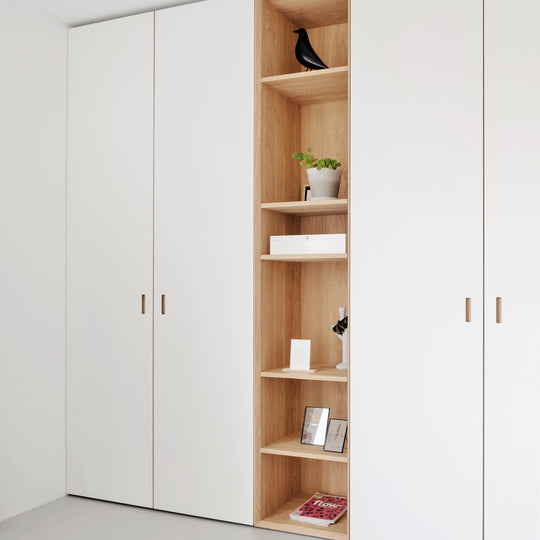 Houtmerk - Kast Lusso 01 - Hoge kast met houten Spatio vak Kastcombinatie Houtmerk