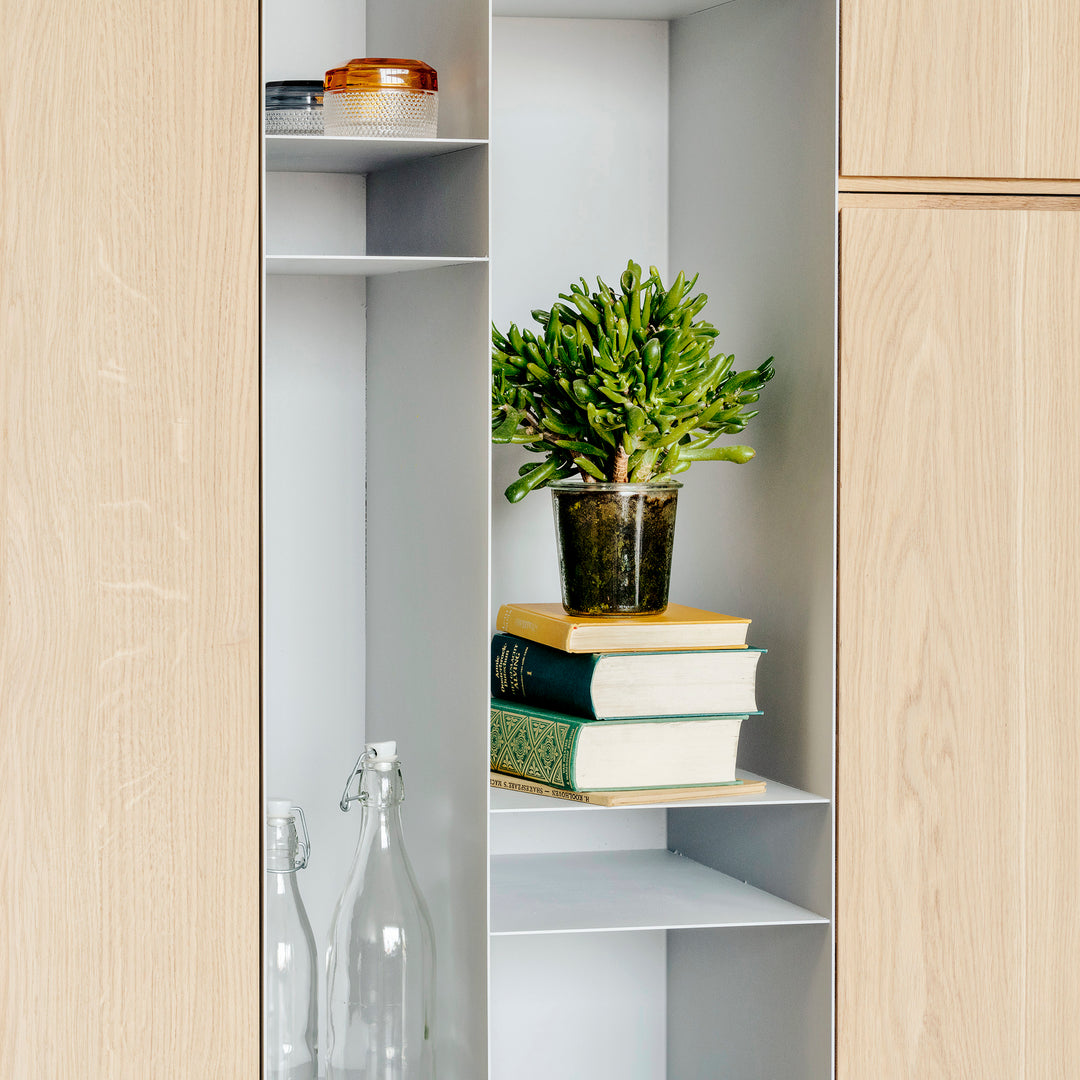 Houtmerk - Kast Vario 02 - Hoge kast met stalen Plato vak Kastcombinatie Houtmerk