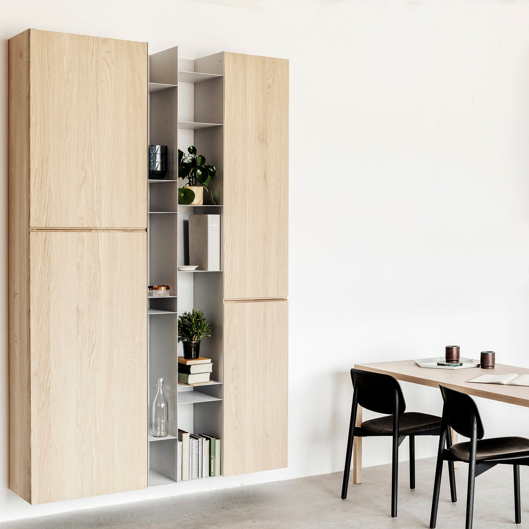 Houtmerk - Kast Vario 02 - Hoge kast met stalen Plato vak Kastcombinatie Houtmerk