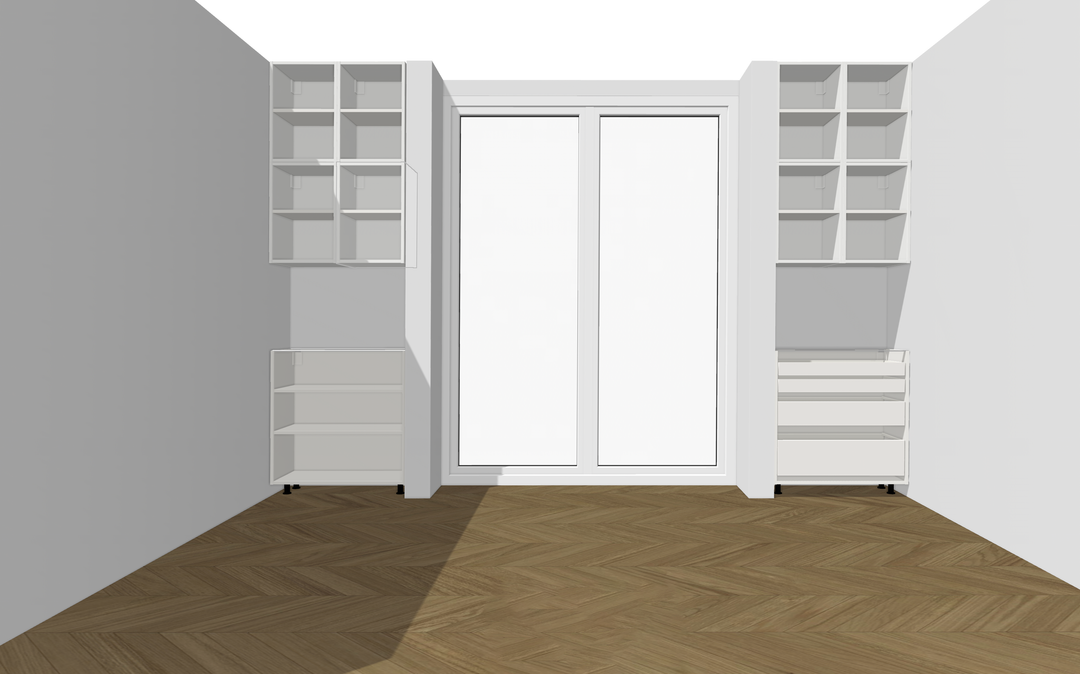 Houtmerk - En Suite Kast Porta 03 - Kast met stalen schuifdeuren Kastcombinatie Houtmerk