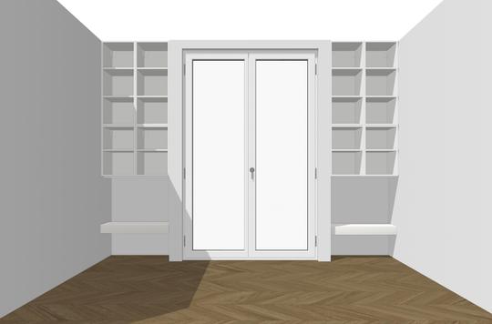 Houtmerk - En Suite Kast Porta 04 - Kast met stalen schuifdeuren Kastcombinatie Houtmerk