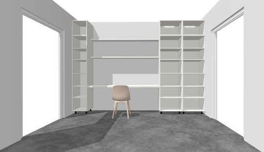 Houtmerk - Kast Flex 06 - Hoge kast met bureaublad en achterwand Kastcombinatie Houtmerk