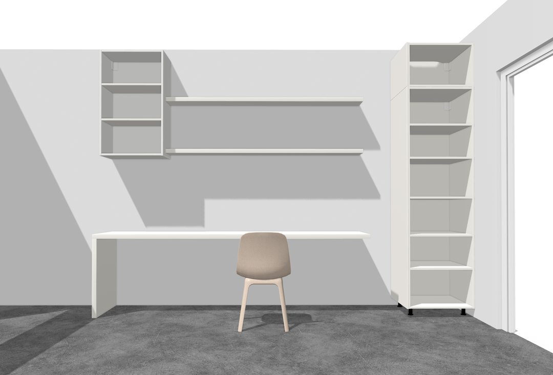 Houtmerk - Kast Flex 07 - Hoge kast met bureaublad wandplanken en bovenkast Kastcombinatie Houtmerk