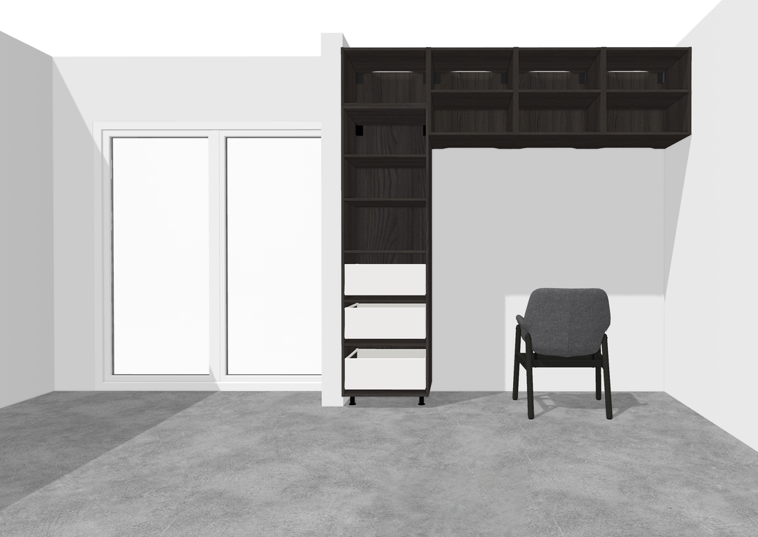 Houtmerk - Kast Flex 03 - Hoge kast met bureaublad en achterwand Kastcombinatie Houtmerk
