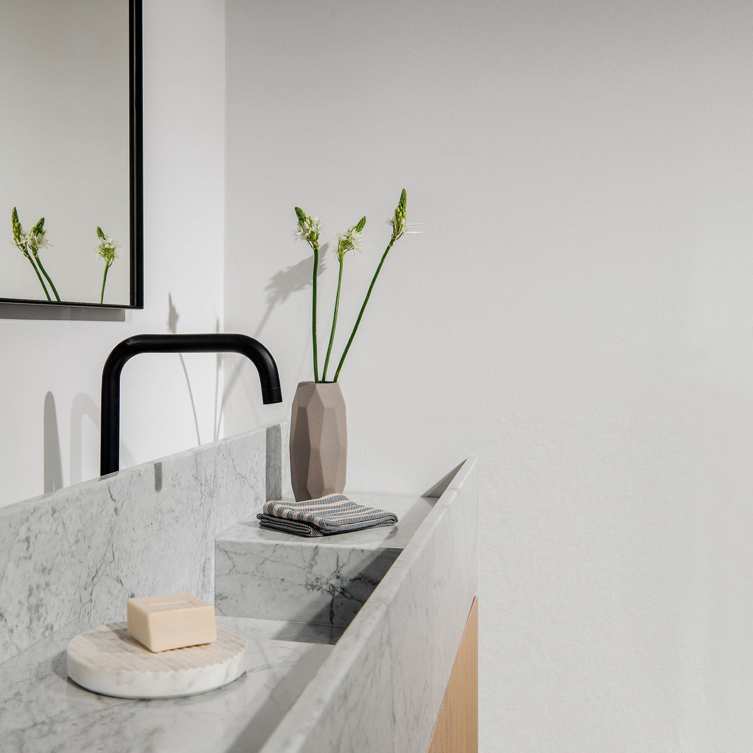 Houtmerk - Houten badmeubel Laman met Marmer wastafel - Massief hout Badmeubels Houtmerk