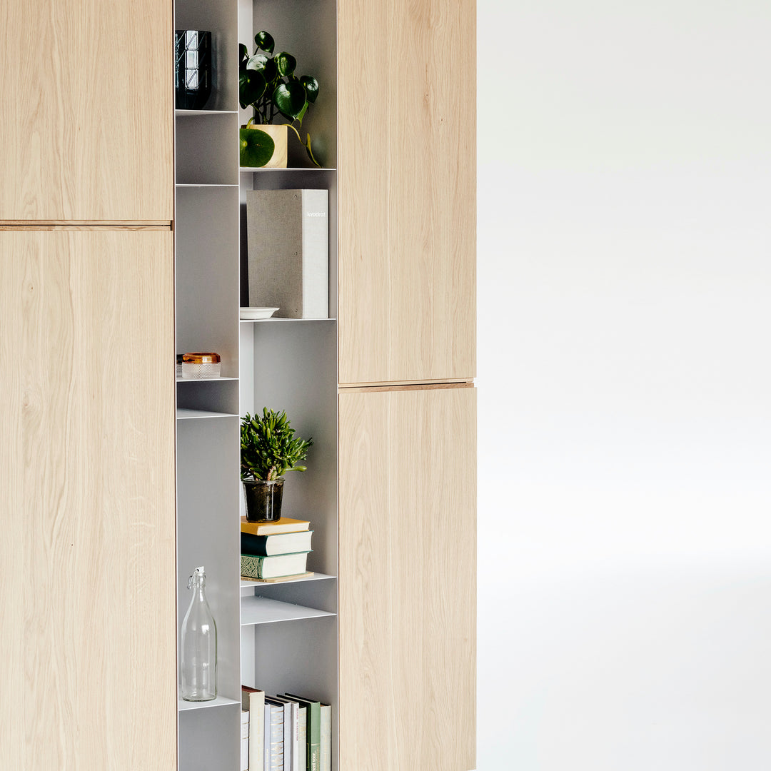Houtmerk - Kast Vario 02 - Hoge kast met stalen Plato vak Kastcombinatie Houtmerk