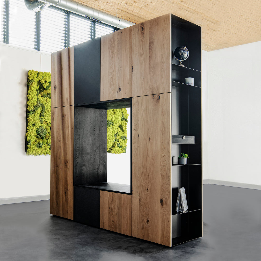 Houtmerk - Kast Buco 01 - Hoge kast met nis en zitelement Kastcombinatie Houtmerk