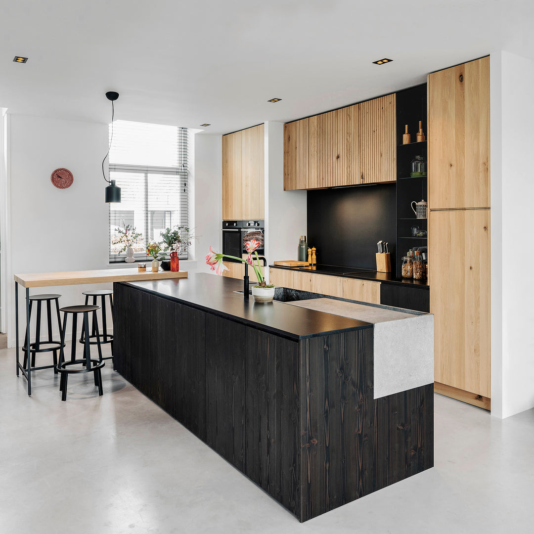 Houtmerk - Witte MDF Stollenwand - Overschilderbaar maatwerk Keukens Houtmerk