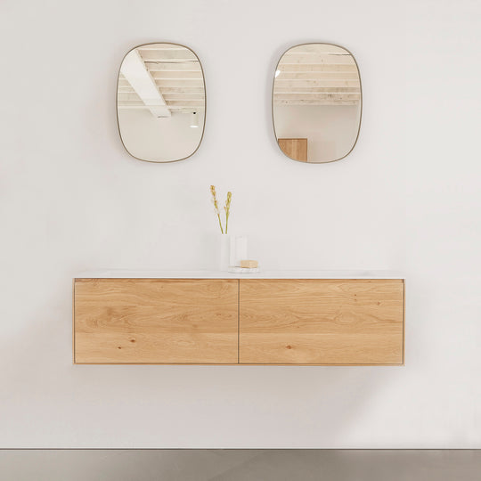 Houtmerk - Houten Badmeubel Lago met verzonken wastafel - Massief hout maatwerk Badmeubels Houtmerk