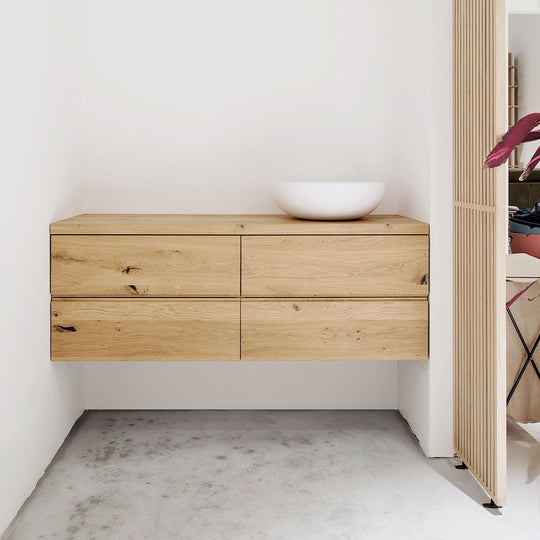 Houtmerk – Witte Waskom Delta Solid Surface – Rond Wastafels Houtmerk