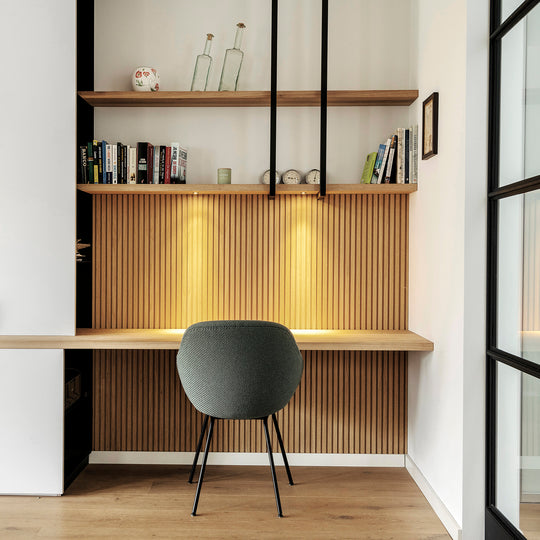 Houtmerk - Houten Wandpaneel met groeven profiel - Maatwerk Kasten Houtmerk