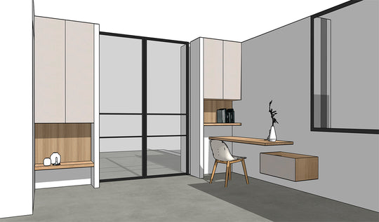Houtmerk - Wandmeubel Azur met werkplek - Massief hout maatwerk Kasten Houtmerk
