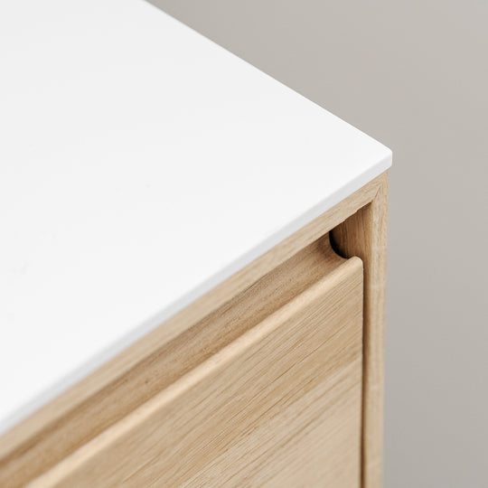 Houtmerk – Witte Waskom Delta Solid Surface – Rond Wastafels Houtmerk