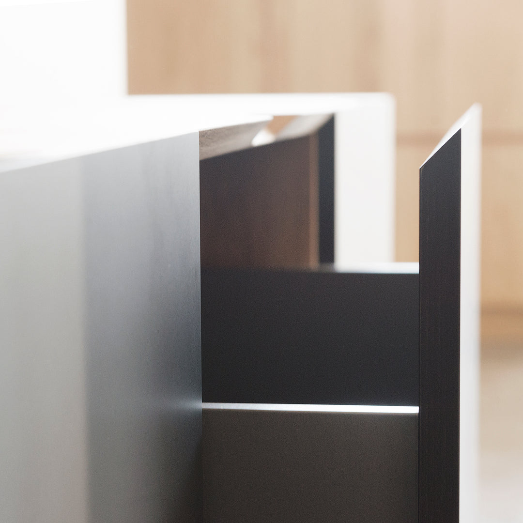 Houtmerk - Houten wandmeubel Azur - Massief noten met stalen frame Kasten Houtmerk