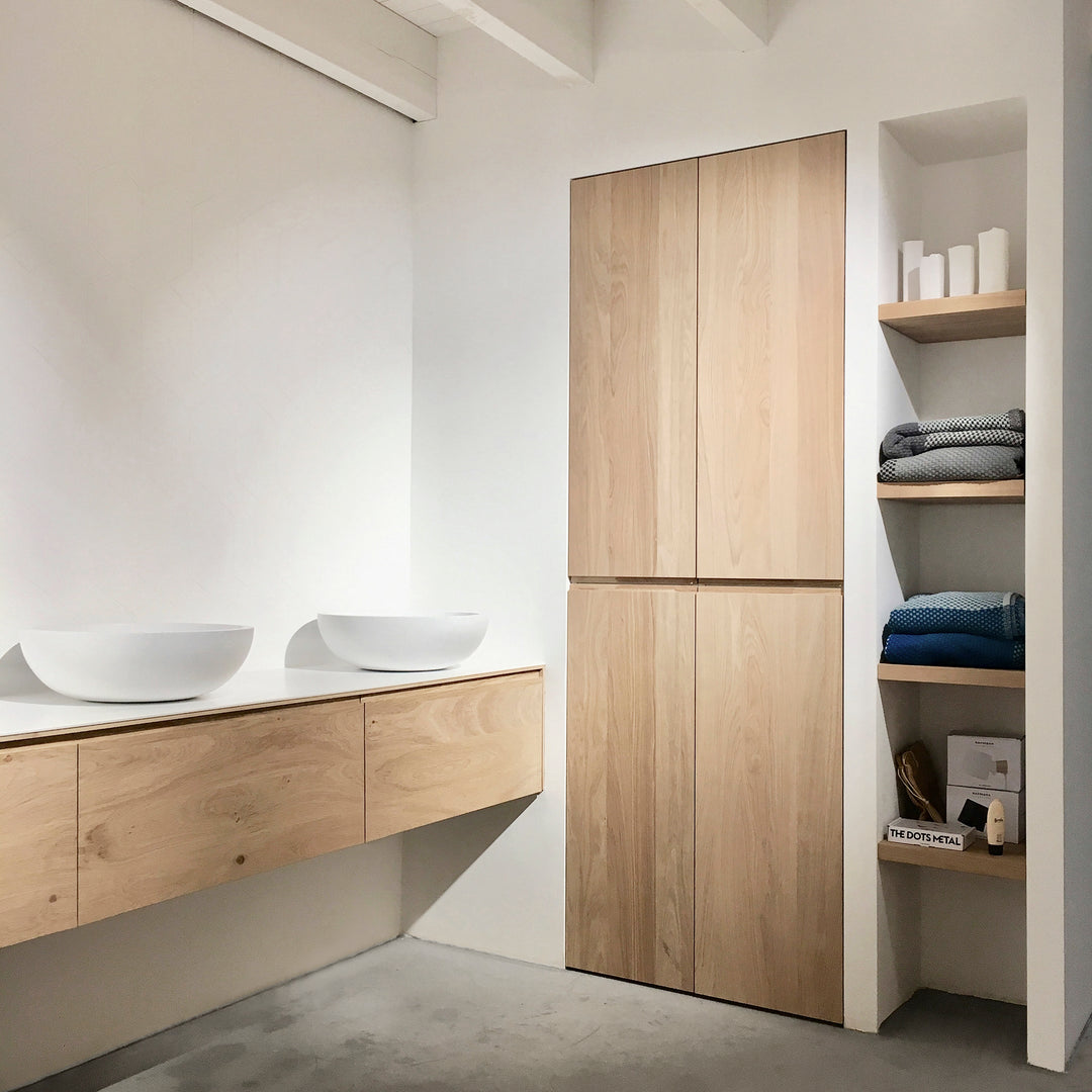 Houtmerk - Witte MDF Stollenwand - Overschilderbaar maatwerk Keukens Houtmerk