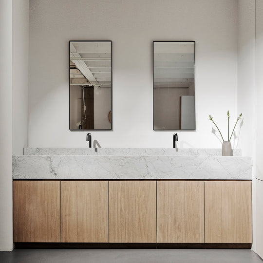 Houtmerk - Witte MDF Stollenwand - Overschilderbaar maatwerk Keukens Houtmerk