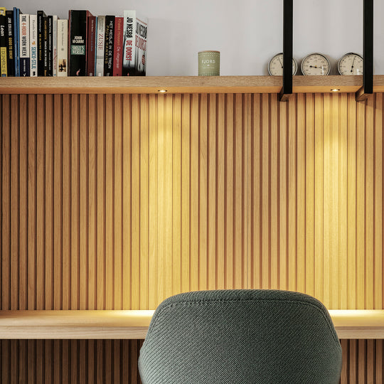Houtmerk - Houten Wandpaneel met groeven profiel - Maatwerk Kasten Houtmerk