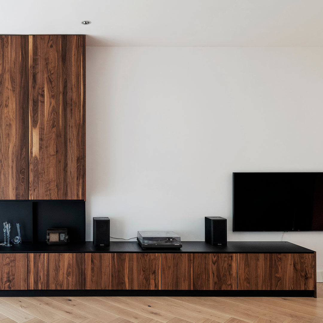Houtmerk Domus® - Haardmeubel - Massief hout met plaatstaal Haardmeubels Houtmerk