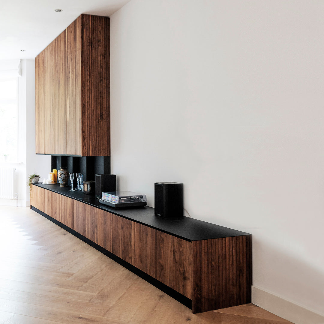 Houtmerk Domus® - Haardmeubel - Massief hout met plaatstaal Haardmeubels Houtmerk
