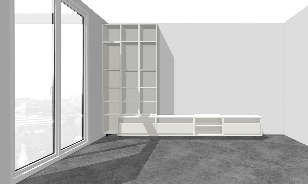 Houtmerk - Kast Argo 04 - Hoge kast met diepe ladekast Kastcombinatie Houtmerk