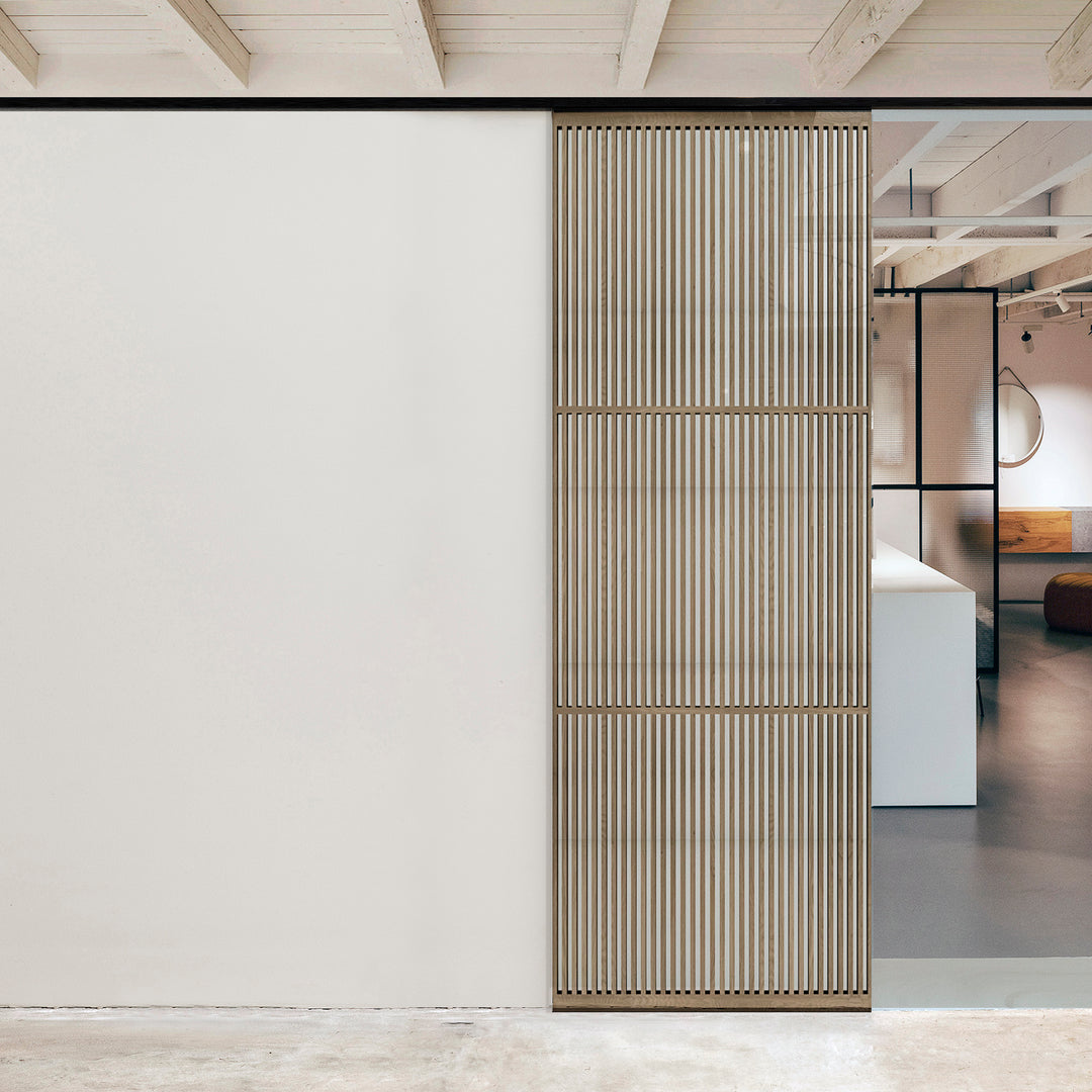 Houtmerk - Arpa Fenix Kleuren Roomdivider Stiletto - Met schuifrails plafondmontage van 235cm tot 265cm hoog Roomdividers Houtmerk