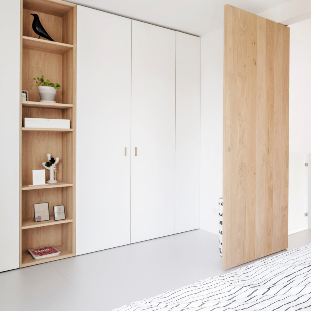 Houtmerk - Kast Lusso 01 - Hoge kast met houten Spatio vak Kastcombinatie Houtmerk