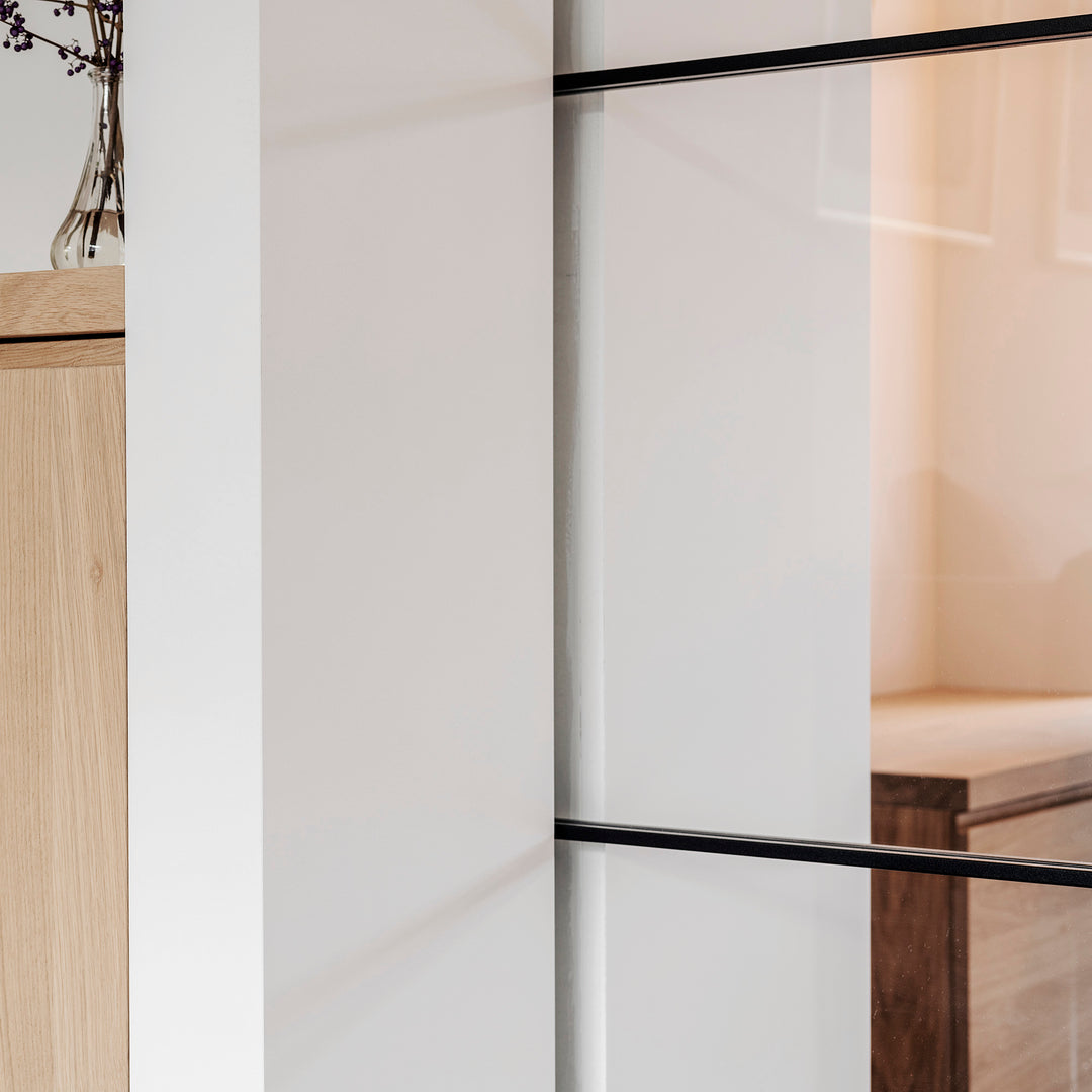 Houtmerk - Witte MDF Stollenwand - Overschilderbaar maatwerk Keukens Houtmerk