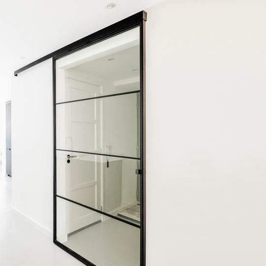 Houtmerk - Maatwerk stalen Schuifdeur - Helder glas Deuren Houtmerk
