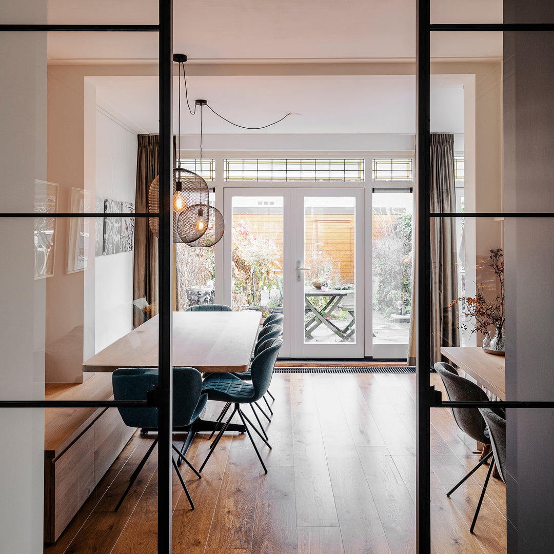 Houtmerk - En Suite Kast Porta 03 - Kast met stalen schuifdeuren Kastcombinatie Houtmerk