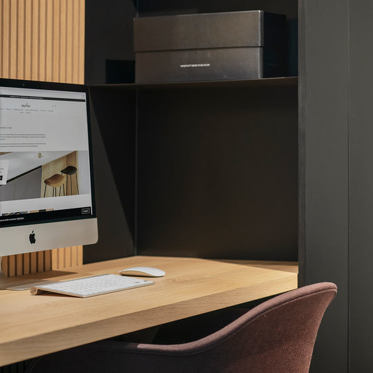 Houtmerk Domus® - Kastcombinatie Lavoro met werkplek - Massief hout met Arpa Fenix Kasten Houtmerk
