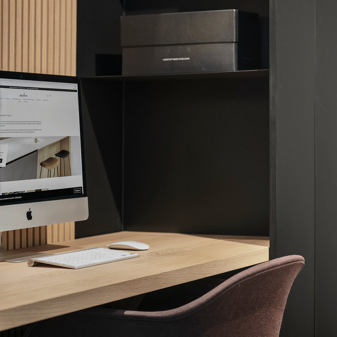 Houtmerk - Kast Flex 05 - Hoge kast met bureaublad en achterwand Kastcombinatie Houtmerk